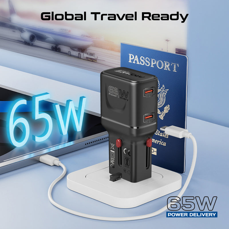 Triplug Ultra-Compact 65W Power Delivery Multi-Port Travel Charger – Promate ...