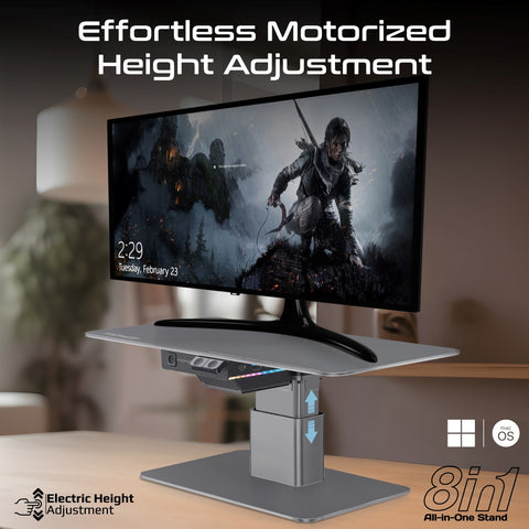 Motorized Ergonomic Monitor & Laptop Stand with Built-In USB Hub
