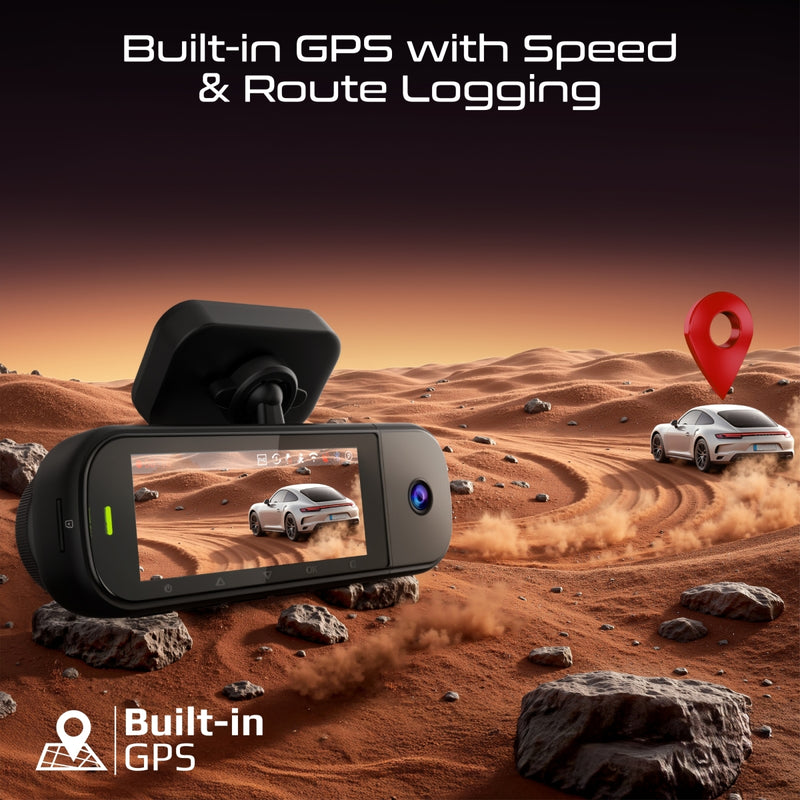 4K HD Dash-Cam front, cabin and rear view, with Night Vision, Parking Monitor and Built-in GPS