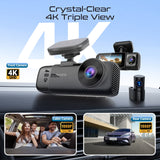 4K Ultra HD Dash-Cam with front, cabin, rear view, AI ISP Night Vision and Parking Monitor