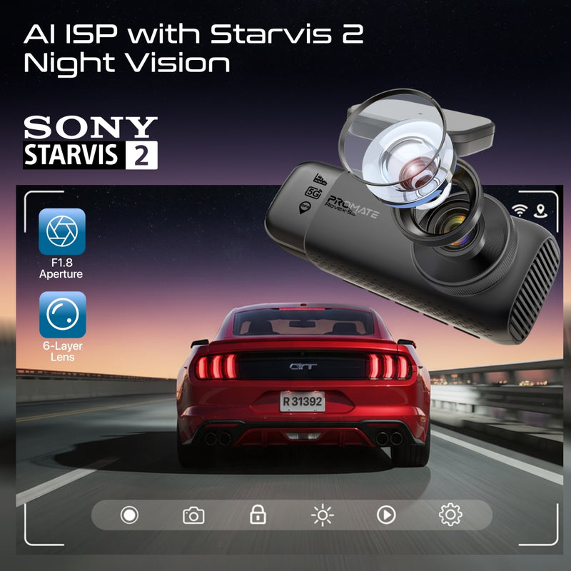 4K Ultra HD Dash-Cam with front, cabin, rear view, AI ISP Night Vision and Parking Monitor