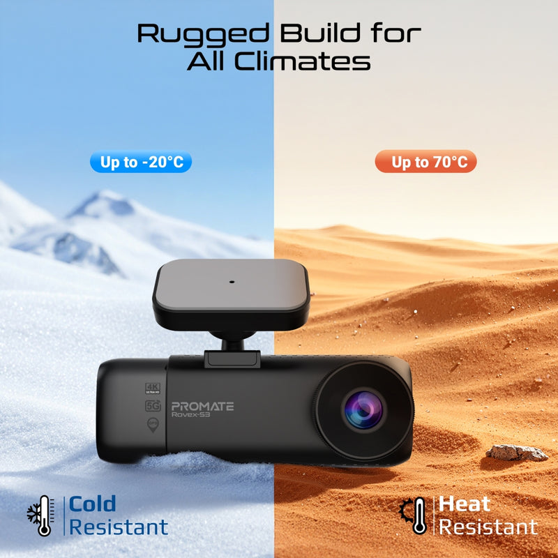 4K Ultra HD Dash-Cam with front, cabin, rear view, AI ISP Night Vision and Parking Monitor