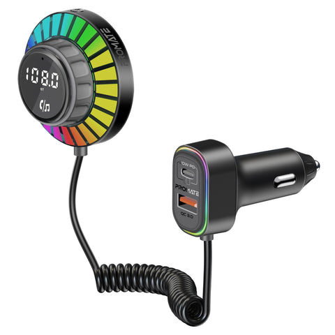 RGB FM Transmitter Kit with Handsfree, 30W Power Delivery & Quick Charge 3.0