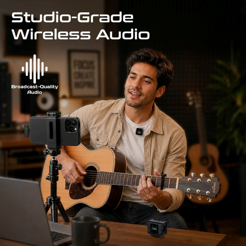 Dual Magnetic Wireless Lavalier Mic with Charging Case