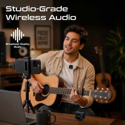 Dual Magnetic Wireless Lavalier Mic with Charging Case