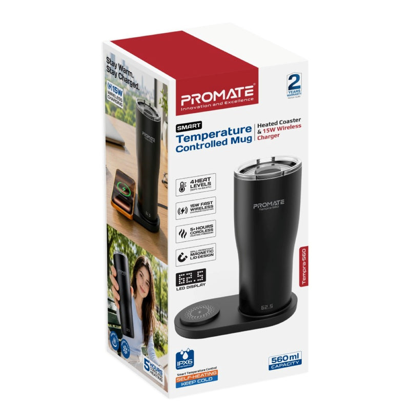 Smart Temperature-Controlled Mug with Heated Coaster & 15W Wireless Charger