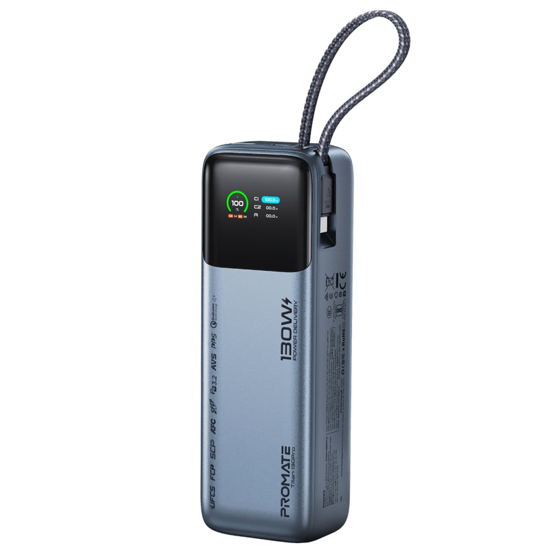 130W Power Delivery 20000mAh PowerBank with In-Built USB-C Cable & Smart Display