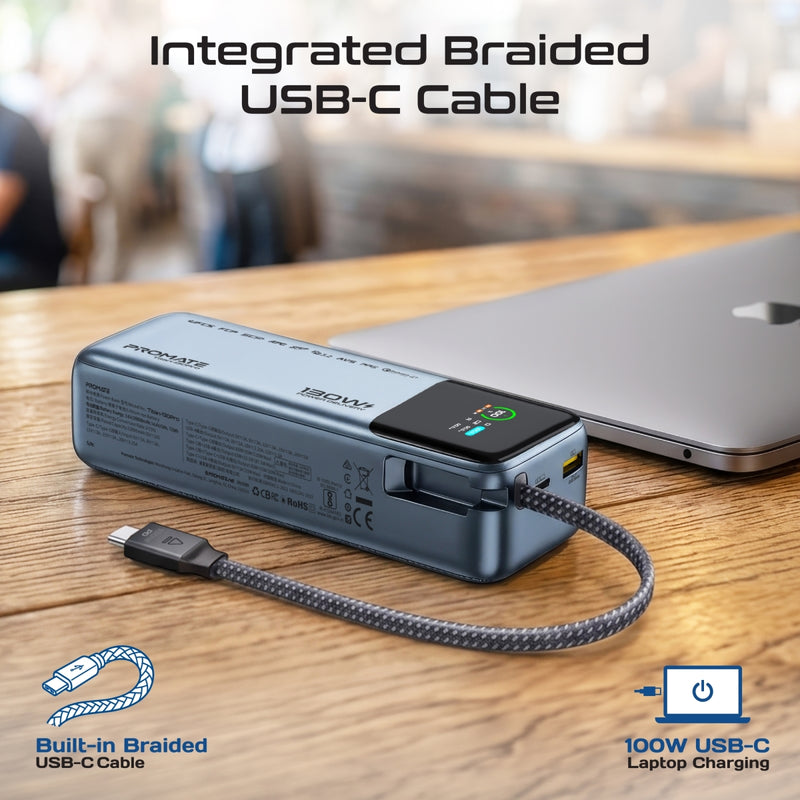130W Power Delivery 20000mAh PowerBank with In-Built USB-C Cable & Smart Display