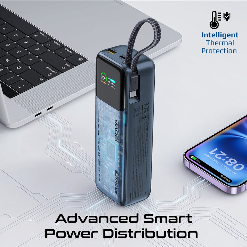 130W Power Delivery 20000mAh PowerBank with In-Built USB-C Cable & Smart Display