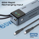 130W Power Delivery 20000mAh PowerBank with In-Built USB-C Cable & Smart Display