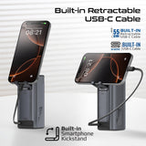 Ultra Compact 130W Multi-Port Power Bank with Retractable USB-C Cable & TFT LCD Screen