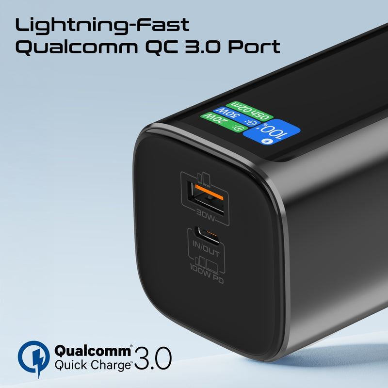 Ultra Compact 130W Multi-Port Power Bank with Retractable USB-C Cable & TFT LCD Screen