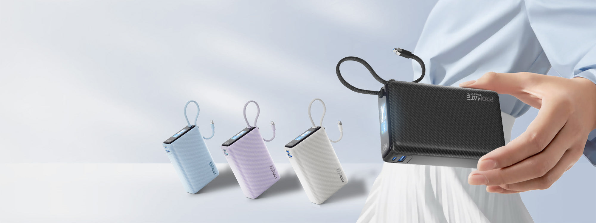 35W SuperSpeed™ Power Bank with Built-in USB-C Cable & TFT Screen