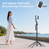 AI-Powered 360° Smart Face Tracking Telescopic Selfie Stick with Auto Pop-Up Stable Tripod Base, Flexible Angle Adjustment & Panoramic Rotation