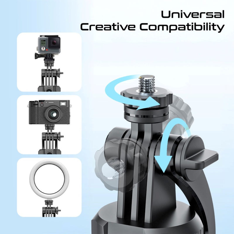 AI-Powered 360° Smart Face Tracking Telescopic Selfie Stick with Auto Pop-Up Stable Tripod Base, Flexible Angle Adjustment & Panoramic Rotation