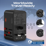 160W GaNFast™ Universal Travel Adapter with Multiple Ports