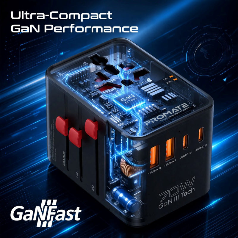 70W Power Delivery GaNIII™ Multi-Port Travel Adapter
