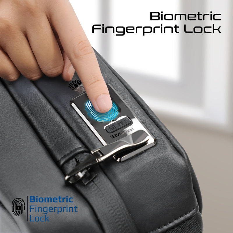 Versatile Tech Pouch w/ Mobile Charging Kit & Biometric Lock with Apple Find My Tracker