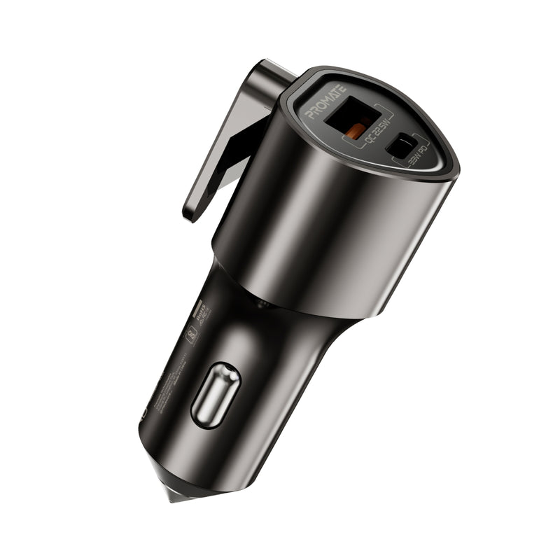 Multi-Function Power Delivery Car Charger with Safety Hammer & Seatbelt Cutter