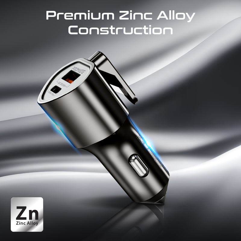 Multi-Function Power Delivery Car Charger with Safety Hammer & Seatbelt Cutter