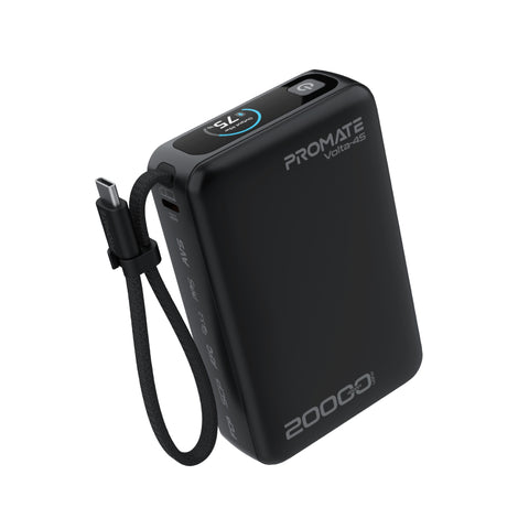 20000mAh 45W PD Power Bank with Built-In USB-C Cable & Intelligent Display
