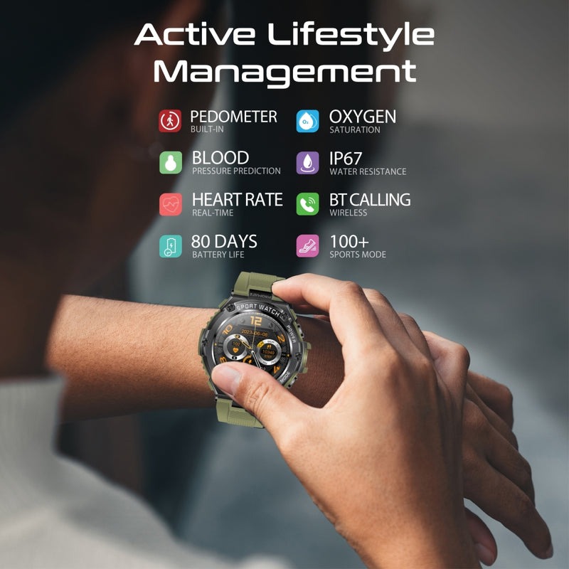 1.53" Round Screen Fitness Tracker Smartwatch with BT Calling – Promate ...