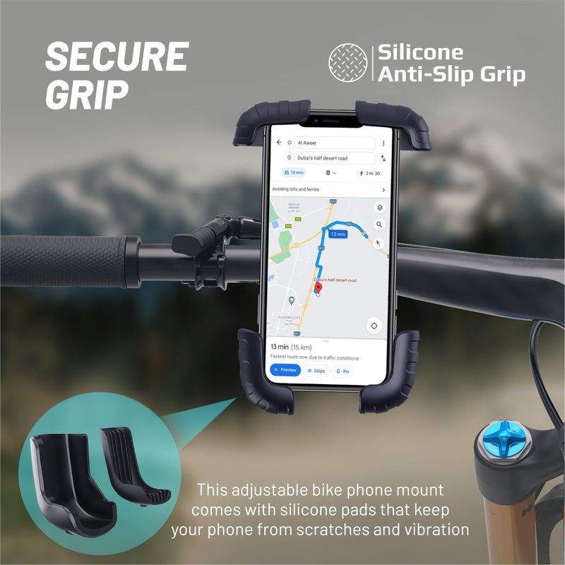 Diamond Plate Adjustable Waterproof Motorcycle/Bike Phone Mount - GPS & Smartphone Holder