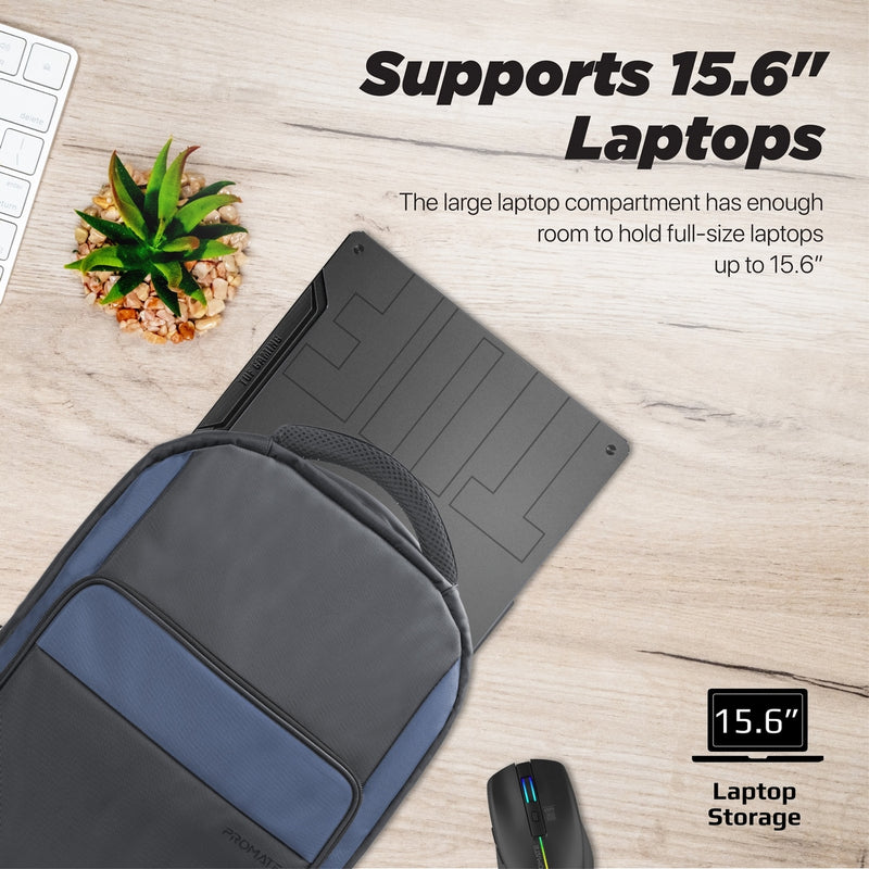Large Capacity Backpack with Multiple Compartments for 15.6” Laptops – Promate Technologies